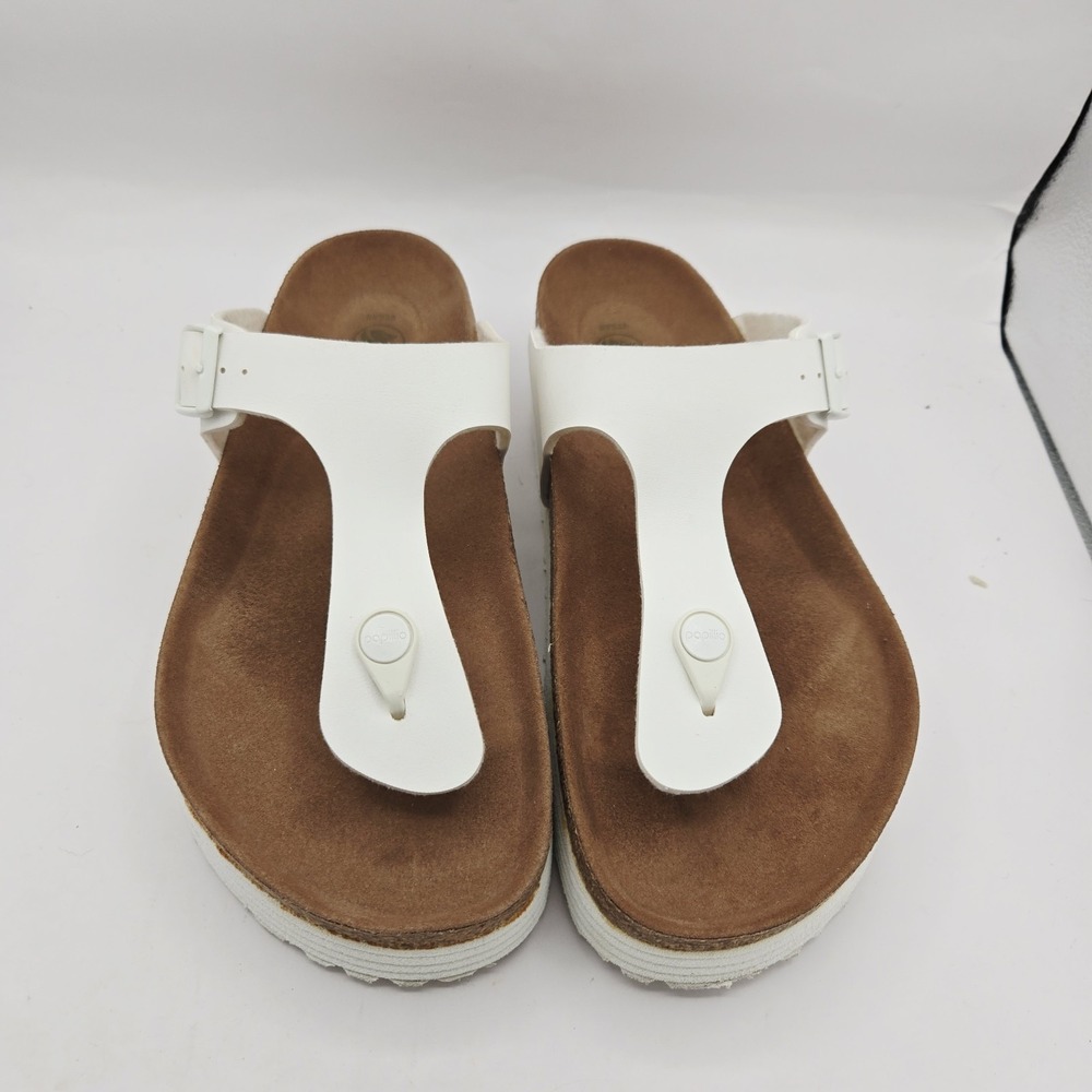 Birkenstock White Thong Platform Sandals - Picture 2 of 11